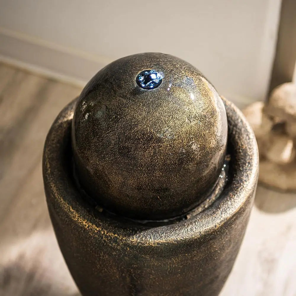 LED Lighted Resin Sphere Water Fountain Indoor Outdoor Use