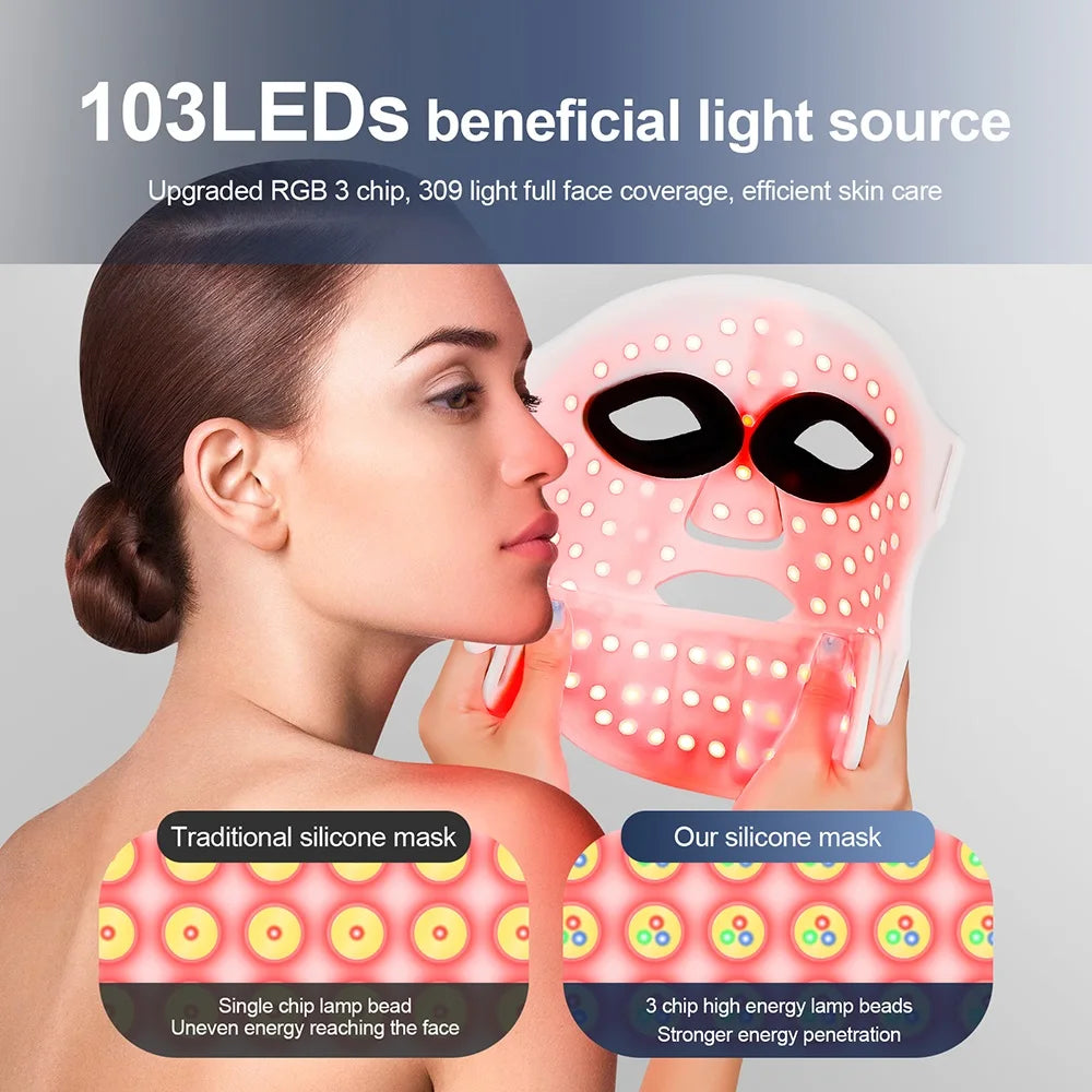 Foreverlily Silicone LED Mask With Neck 7 Color Red Light Infrared Therapy