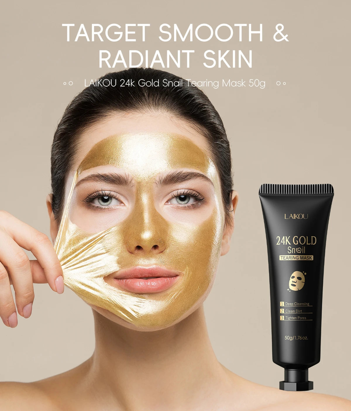 Laikou 24K Gold Snail Peel Off Mask Three Piece Set
