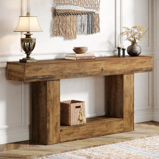 Tribesigns Farmhouse Console Table 2 Tier Entryway With U Shaped Base