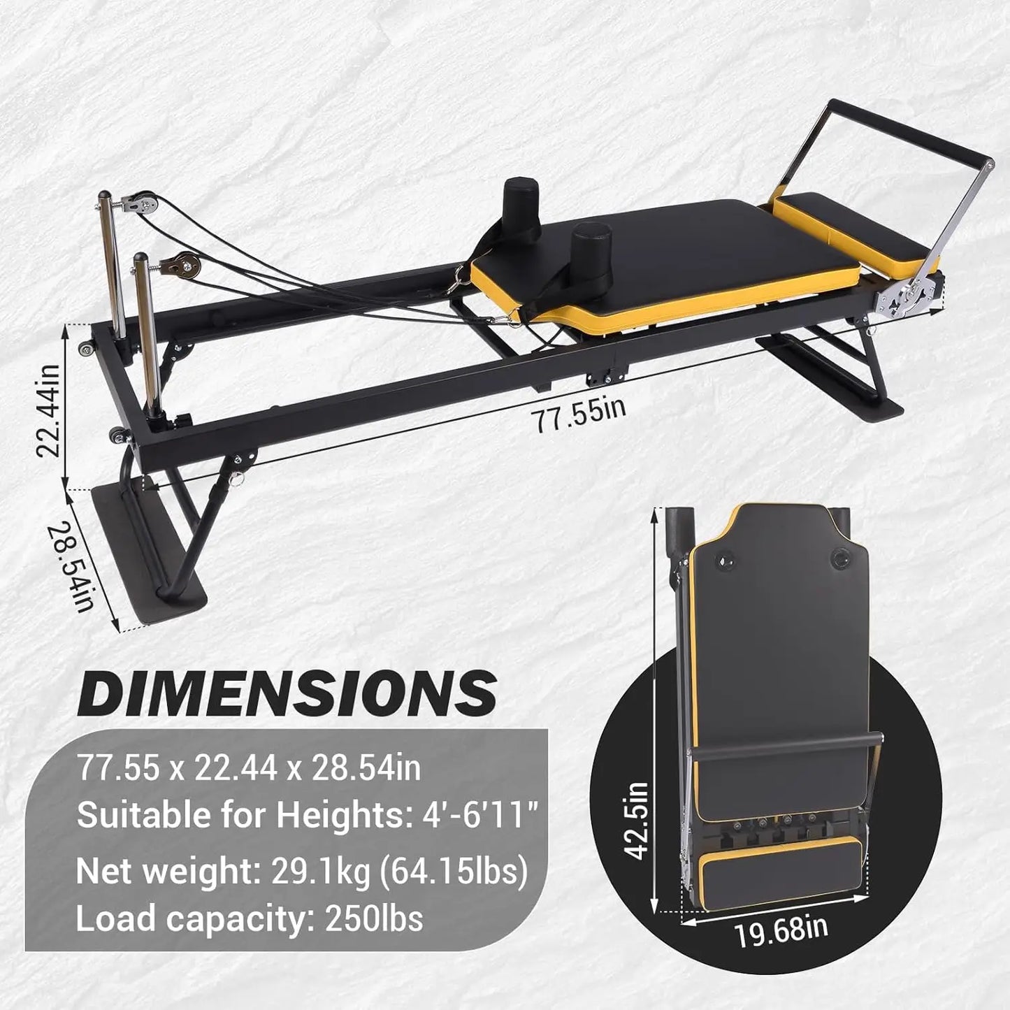 Pilates Reformer Machine for Home Gym Exercise with Adjustable Resistance