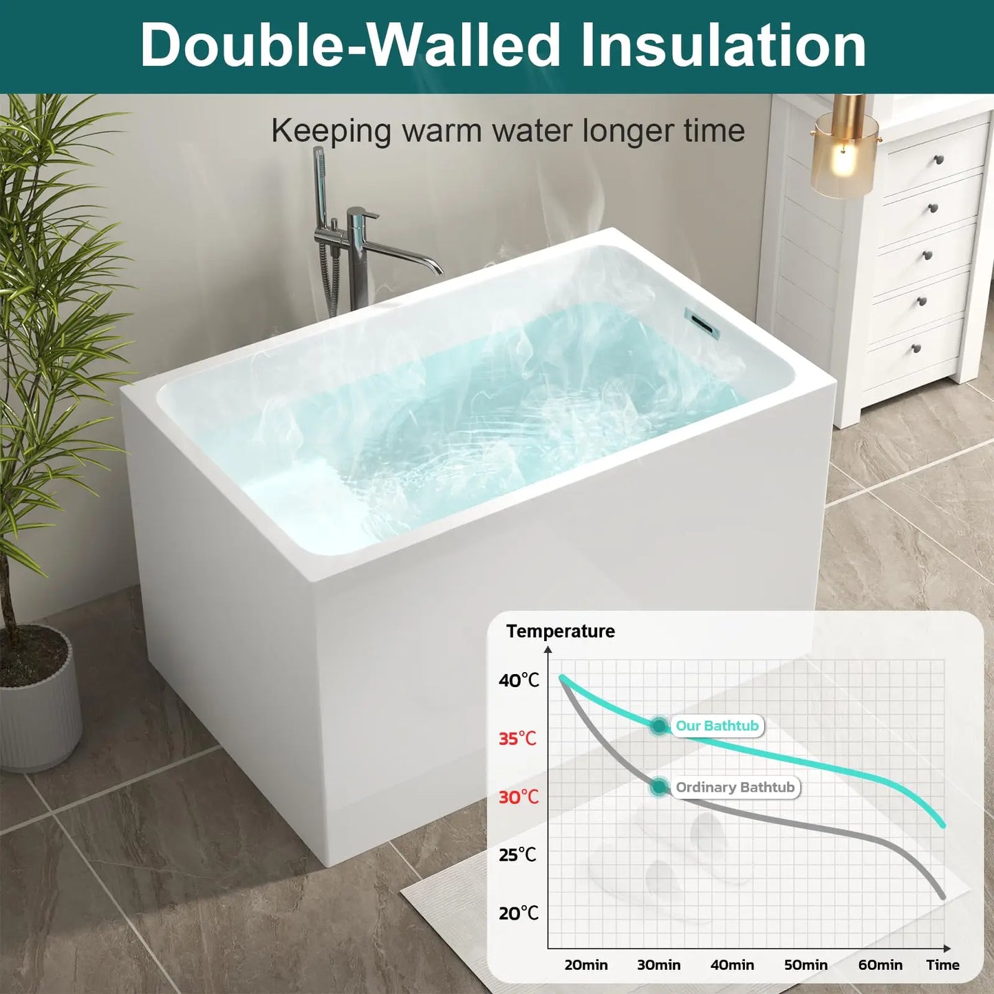 Sh.Kl Acrylic Freestanding Bathtub Soaking Tub With Seat Chrome Overflow Drain Foot Control Drain