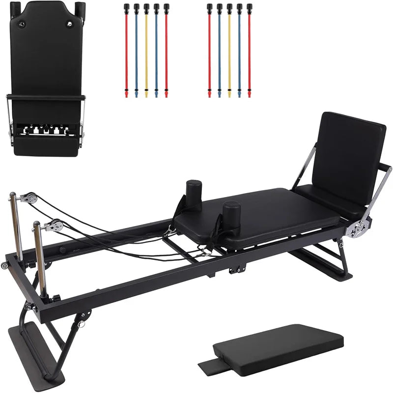 Pilates Reformer Machine for Home Gym Exercise with Adjustable Resistance