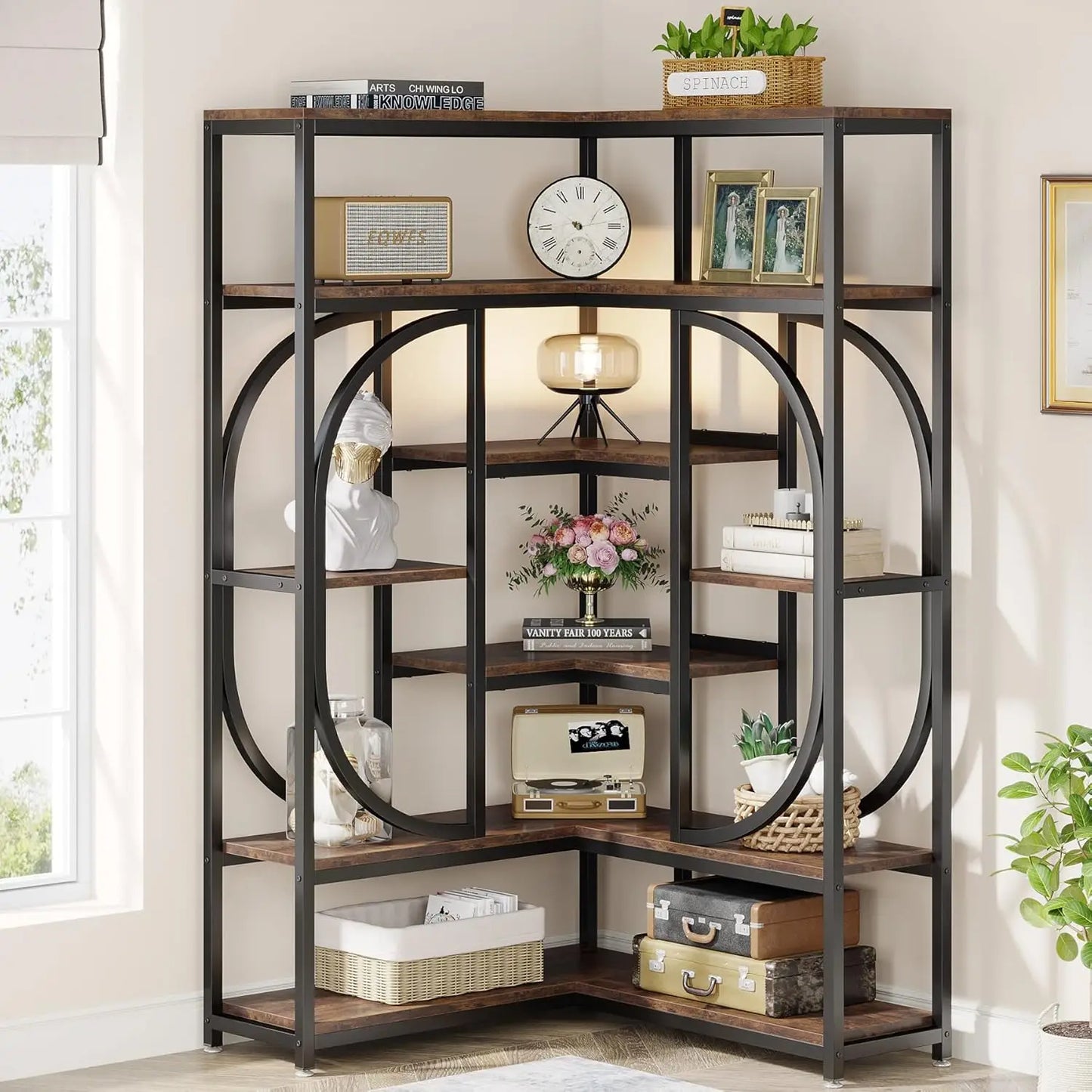 LITTLE TREE L Shaped Corner Bookshelf For Living Room Display