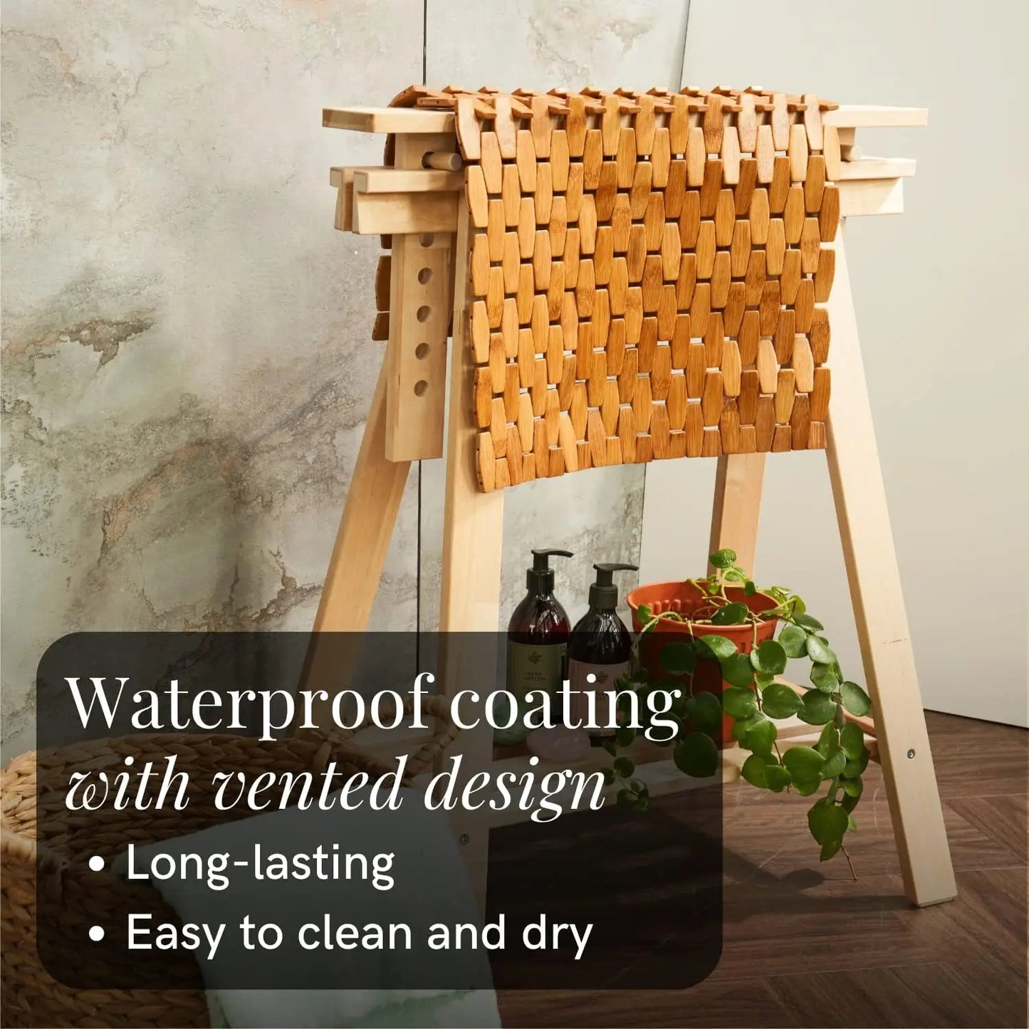 Rollable Bamboo Bathroom Floor Mat Non Slip Spa And Outdoors