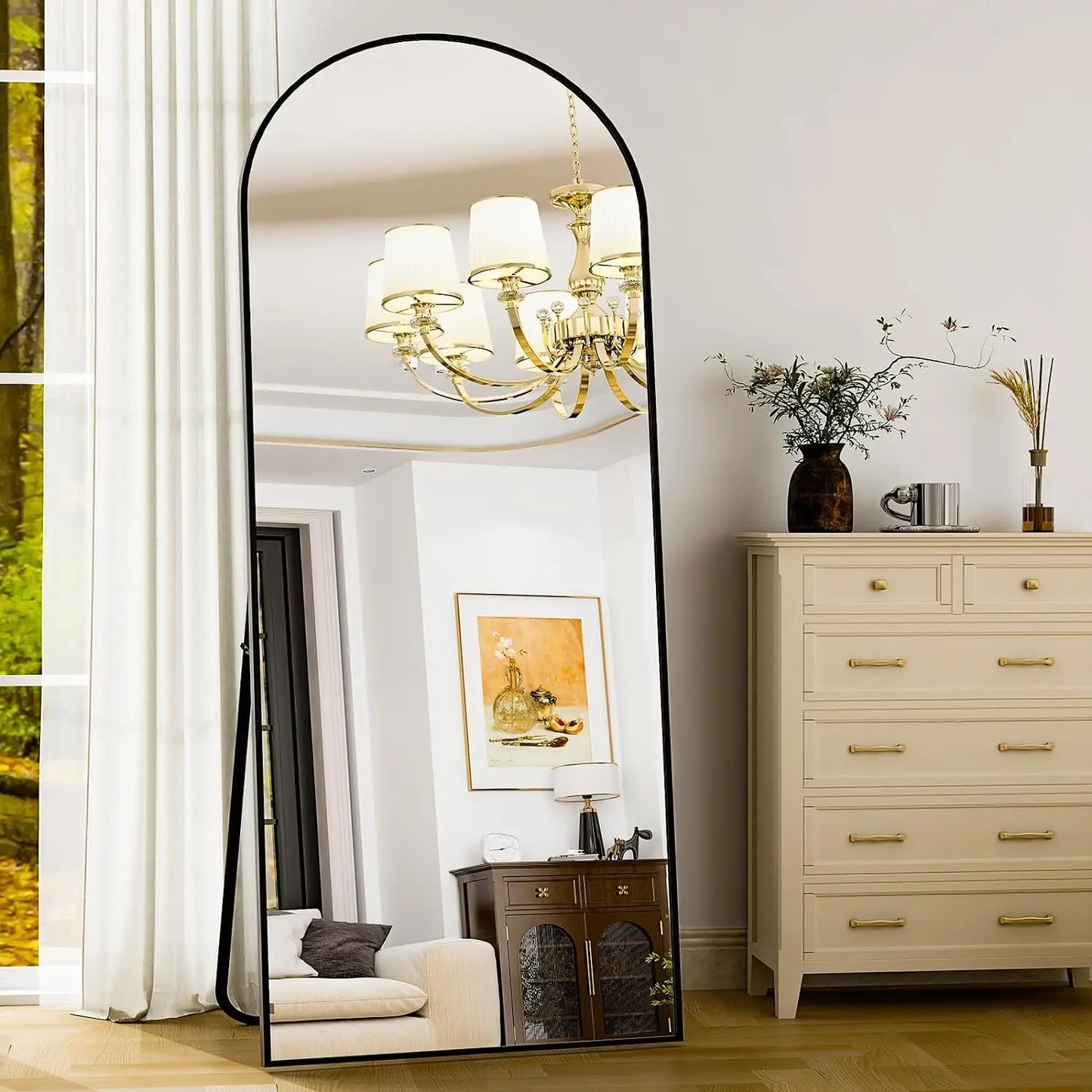 HARRITPURE Aluminum Frame Floor Mirror For Living Room