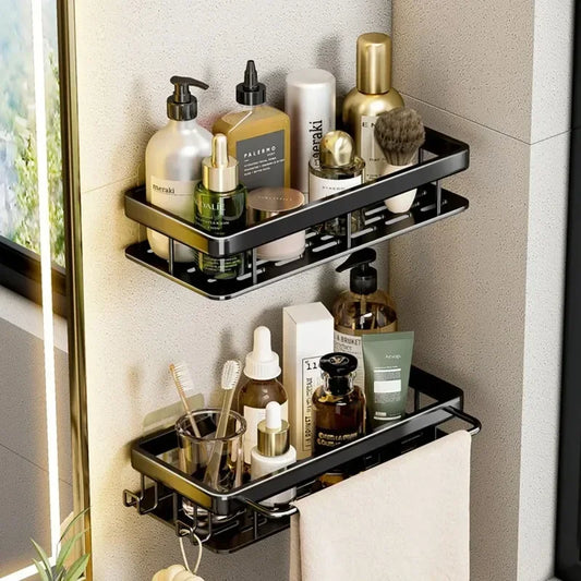 Aluminum No Drill ShowerCaddy Adjustable Rustproof Corner Shelf Organizer Bathroom