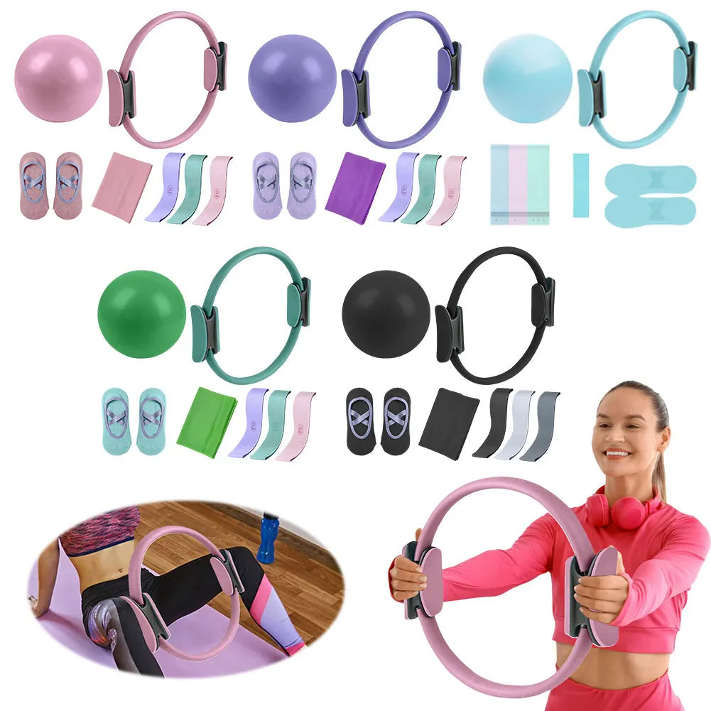 5Pcs Pilates Essential Kit with Toning Pilates Ring & Resistance Band Pilates Ring Set for Women Beginners Toning