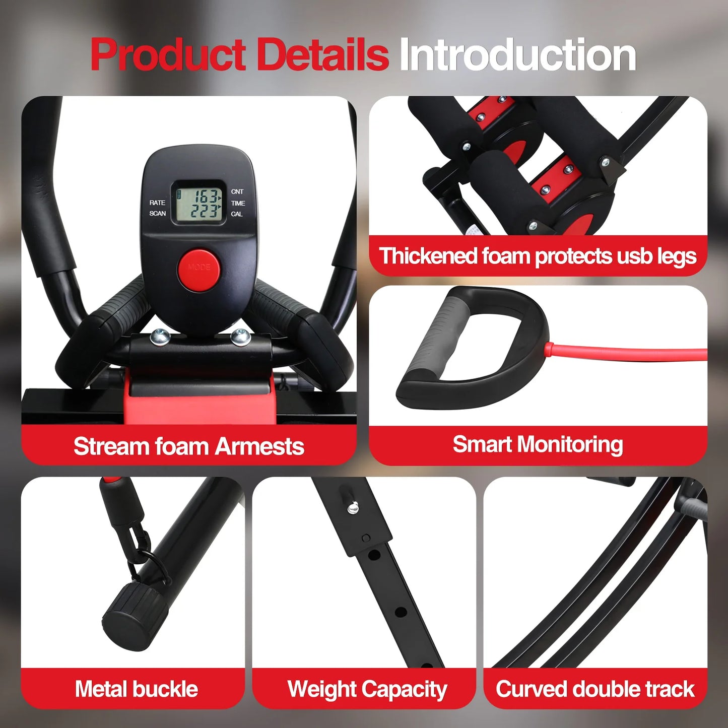 Foldable Ab Machine With Resistance Bands For Home Core Workout