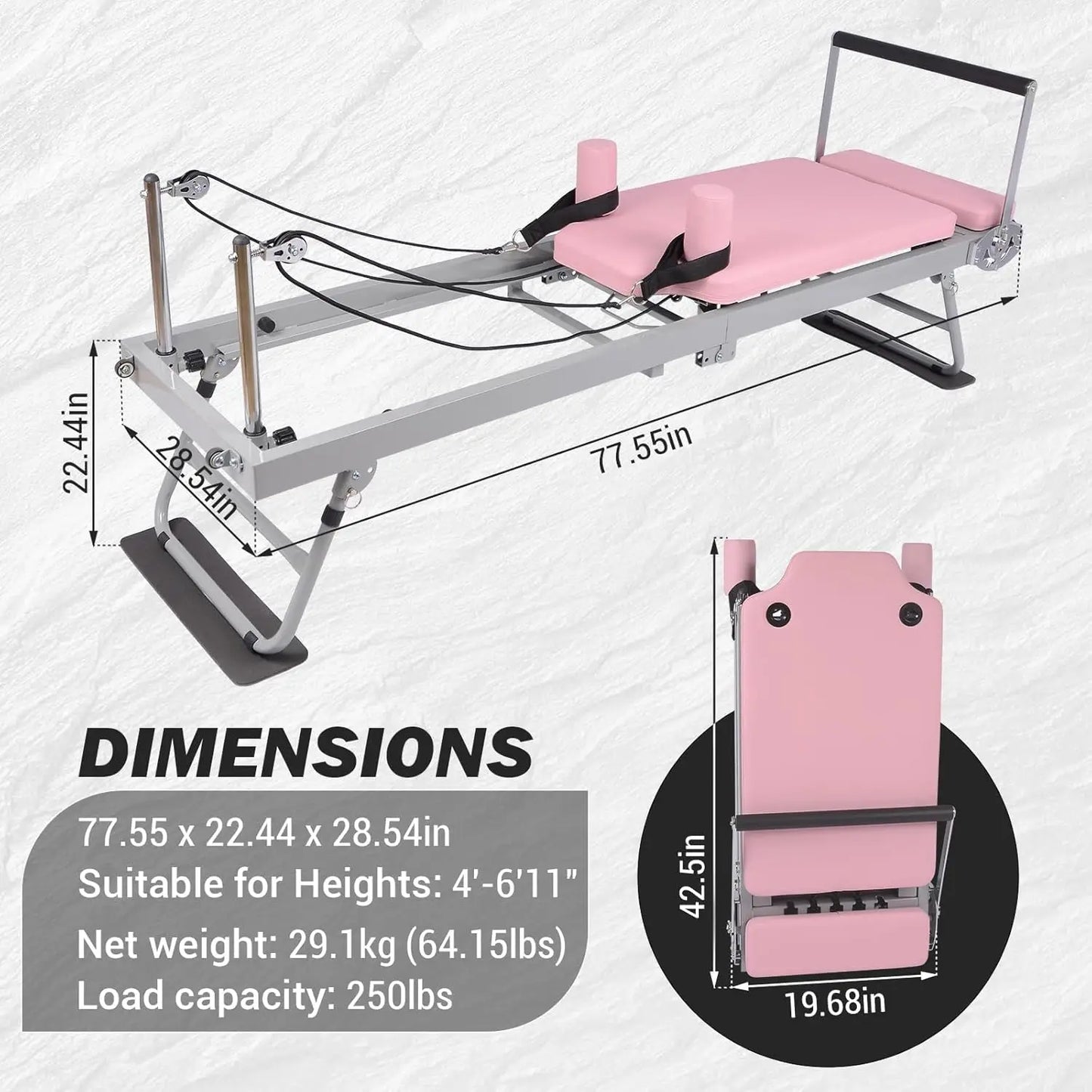 Pilates Reformer Machine for Home Gym Exercise with Adjustable Resistance