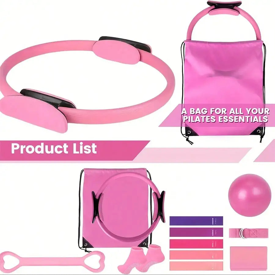 Yoga And Pilates 14 Piece Set With Resistance Bands Ball