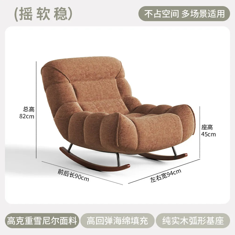 MDNG Chenille Rocking Chair High Density Foam Recliner Wood Base