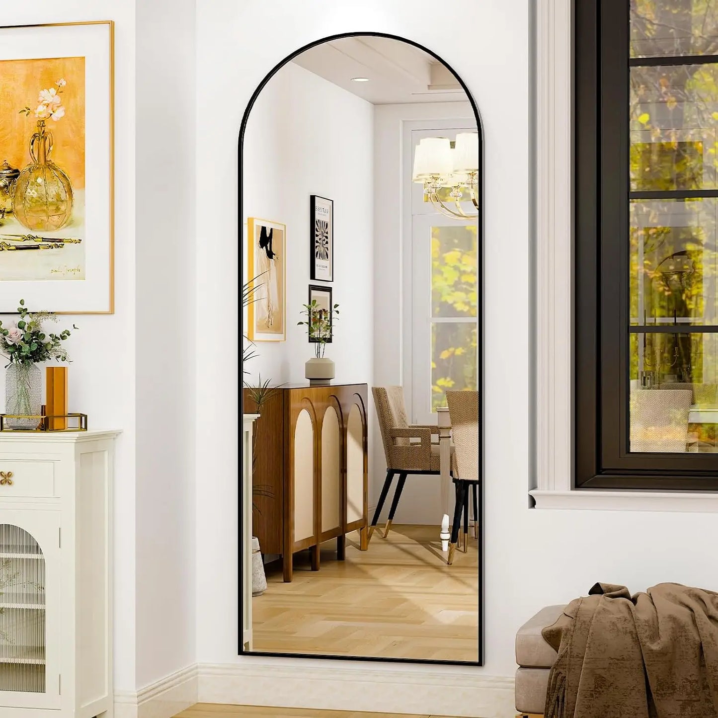 HARRITPURE Aluminum Frame Floor Mirror For Living Room