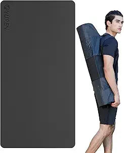 Thick 10mm Yoga Mat with Carrying Bag for Home and Travel - Wide, Non-Slip Exercise Mat for Gym Workouts