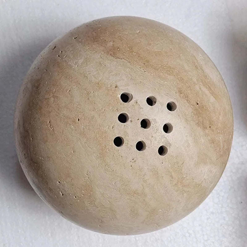 La Trouvailled Travertine Sphere Mubkhar Incense Burner