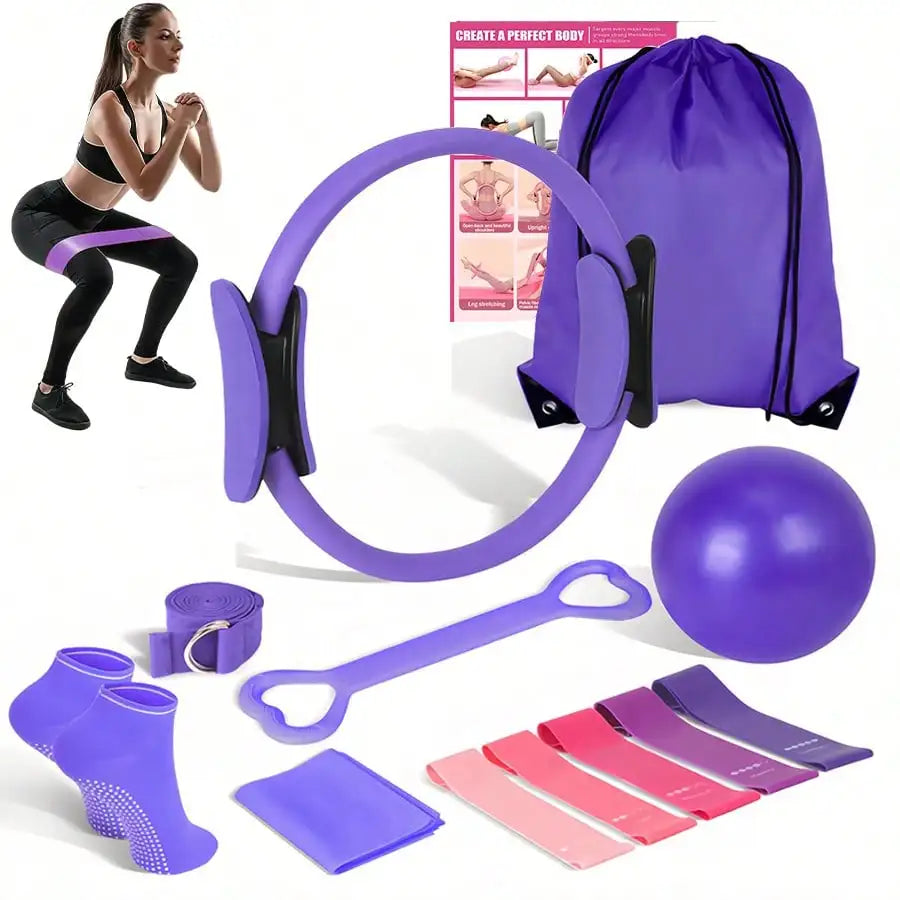 Yoga And Pilates 14 Piece Set With Resistance Bands Ball