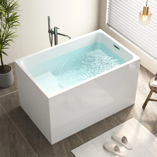 Sh.Kl Acrylic Freestanding Bathtub Soaking Tub With Seat Chrome Overflow Drain Foot Control Drain