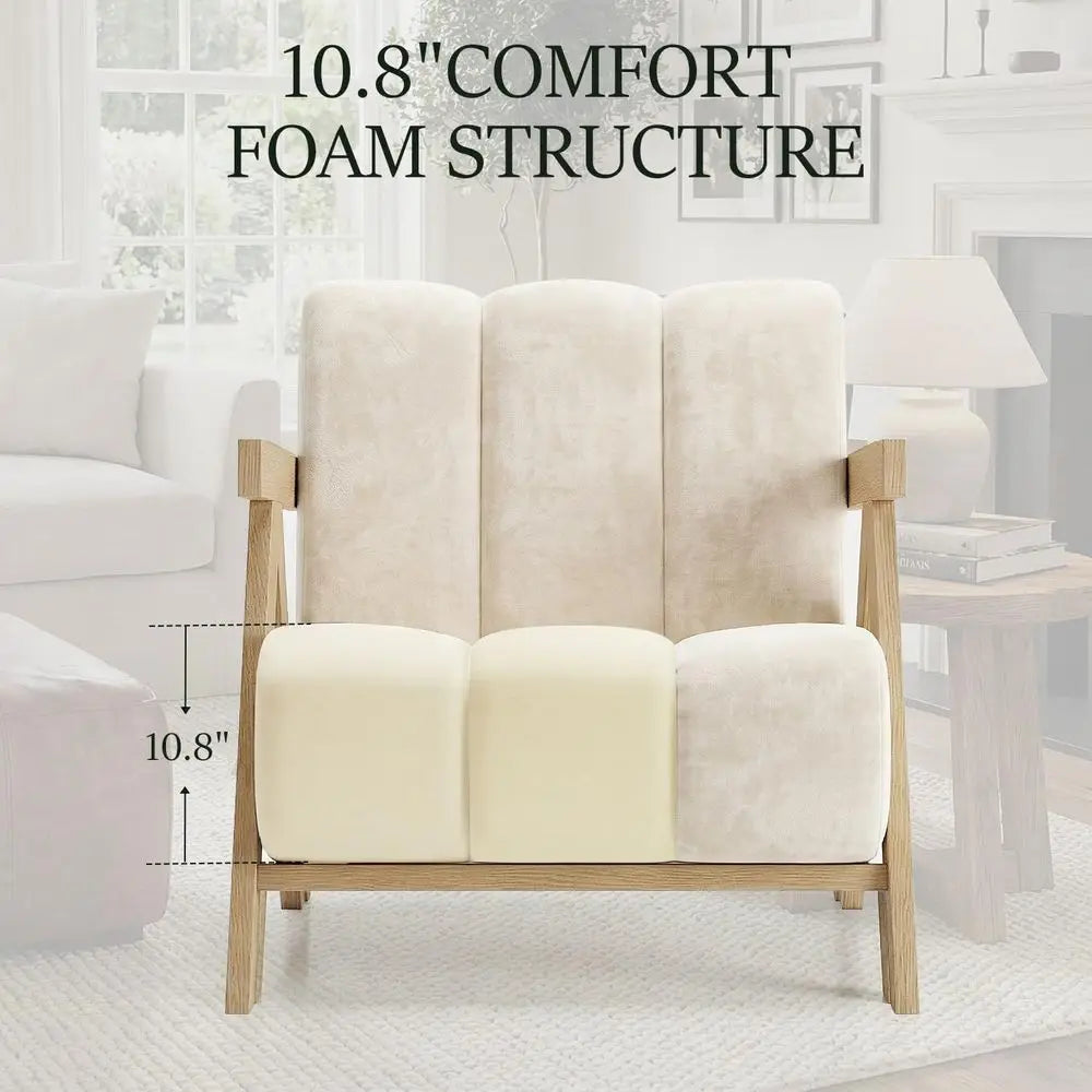 XMSJ Chenille Accent Chair Reading Lounge Armchair With Wood Frame