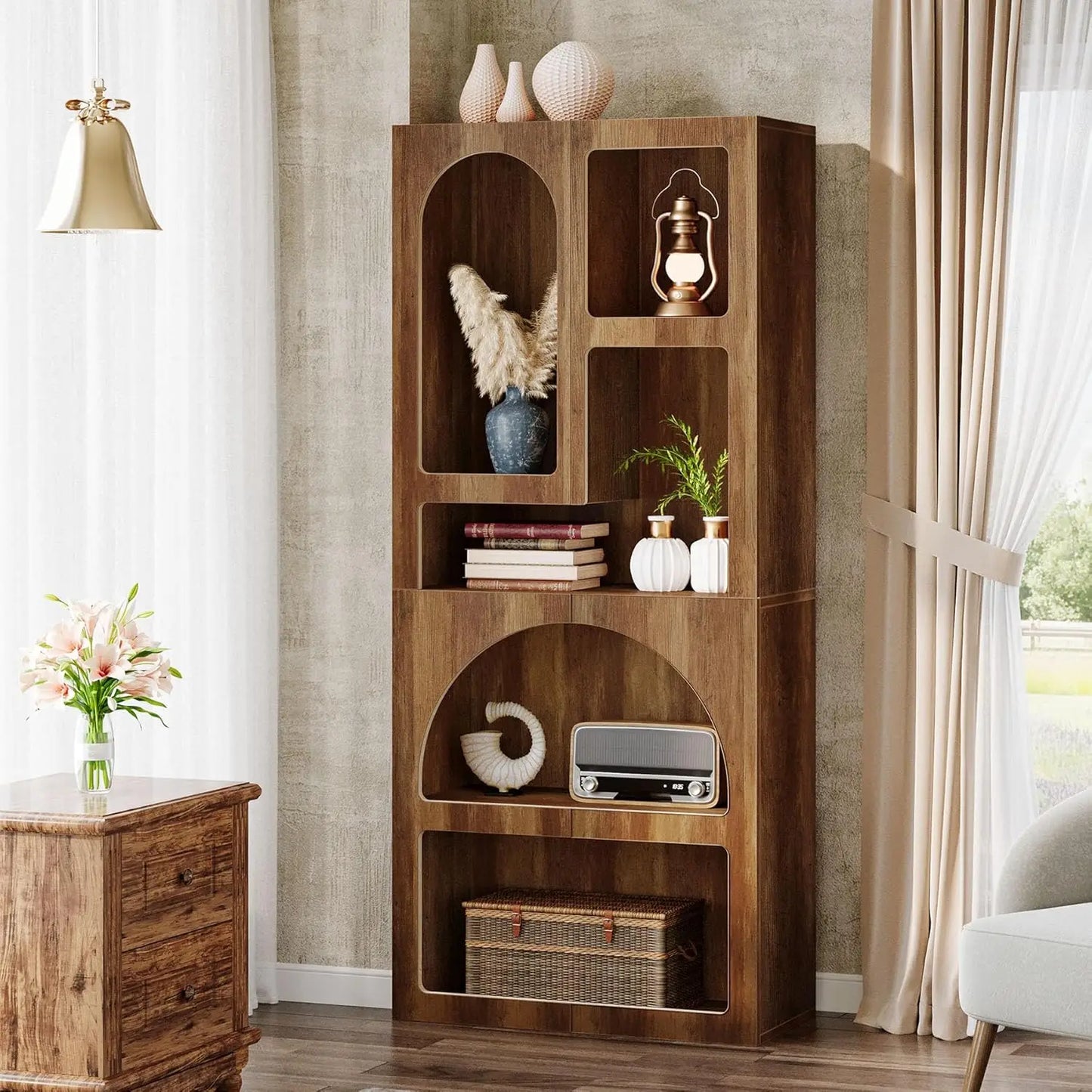 LITTLE TREE Arched Geometric Bookshelf With Irregular Shelves