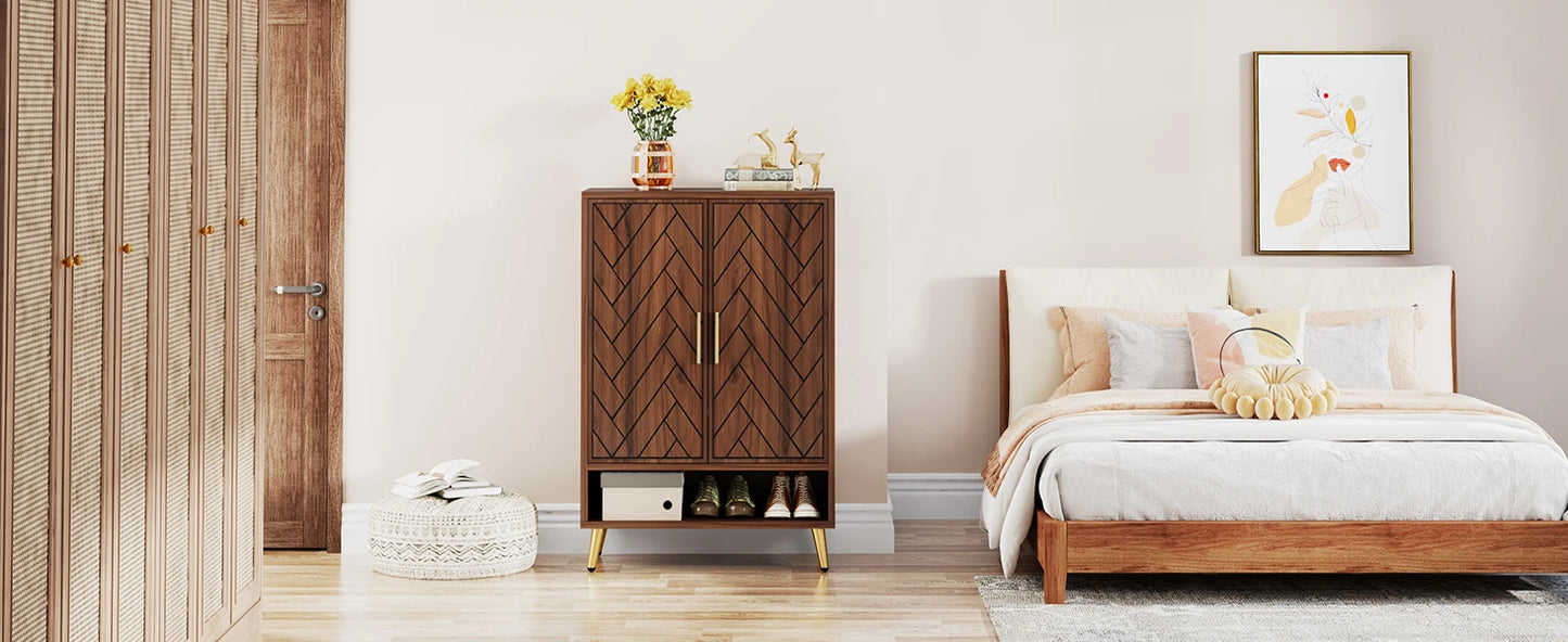 Tribesigns 6-Tier Shoe Cabinet With Doors Walnut Wood Entryway Storage