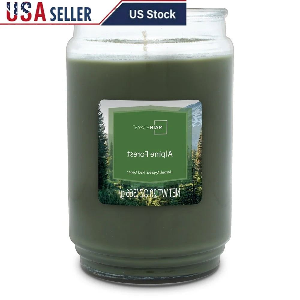 Alpine Forest Scented Candle 20oz Single Wick Glass Jar Relaxing Aromatherapy Candle Long Lasting Clean Burning Wax Indoor Decor