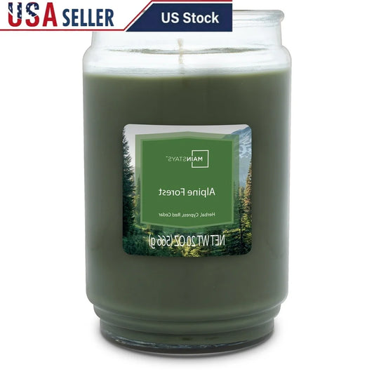 Alpine Forest Scented Candle 20oz Single Wick Glass Jar Relaxing Aromatherapy Candle Long Lasting Clean Burning Wax Indoor Decor
