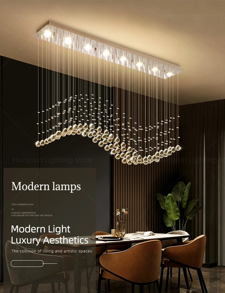 Yingxuan Crystal Pendant Ceiling Lamp For Living Room Kitchen