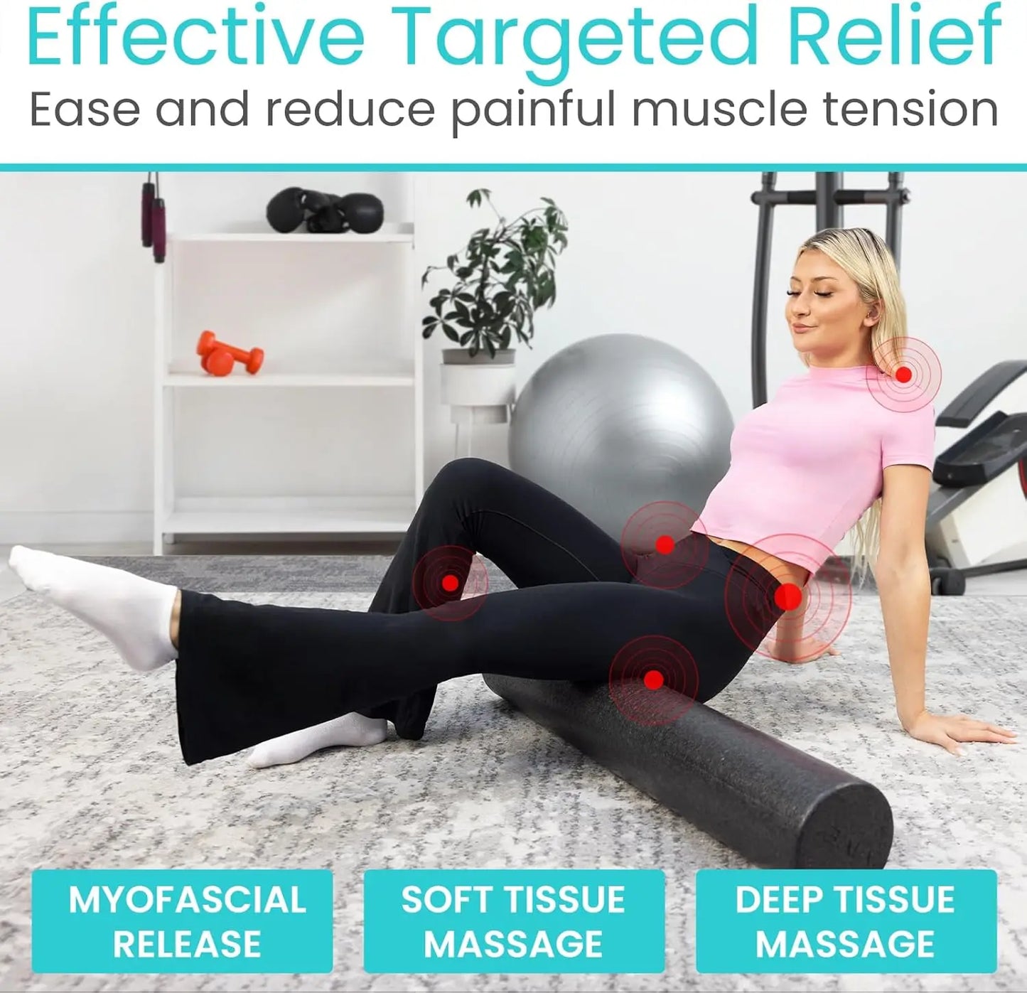 High Density Foam Roller (36 inch) - Large Foam Roller for Exercise, Physical Therapy, Yoga, Pilates, Stretching - Pain Relief M