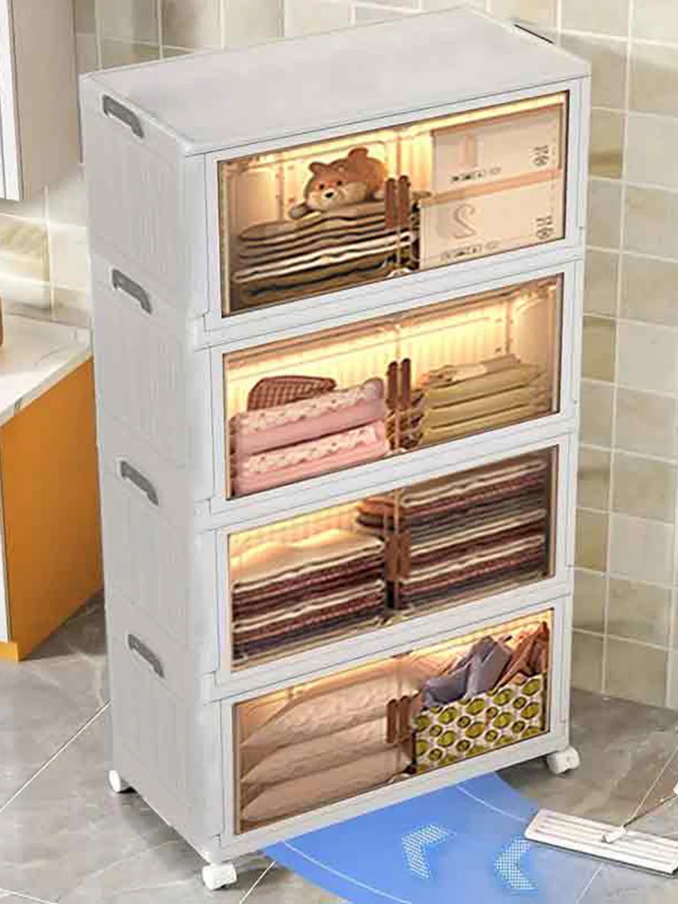 Hign-concerned 5-Layer Folding Storage Cabinet With Magnetic Doors