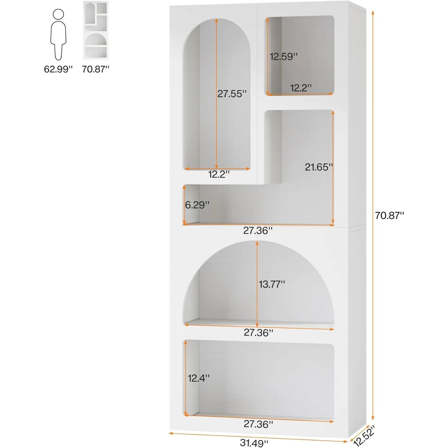 LITTLE TREE Arched Geometric Bookshelf With Irregular Shelves