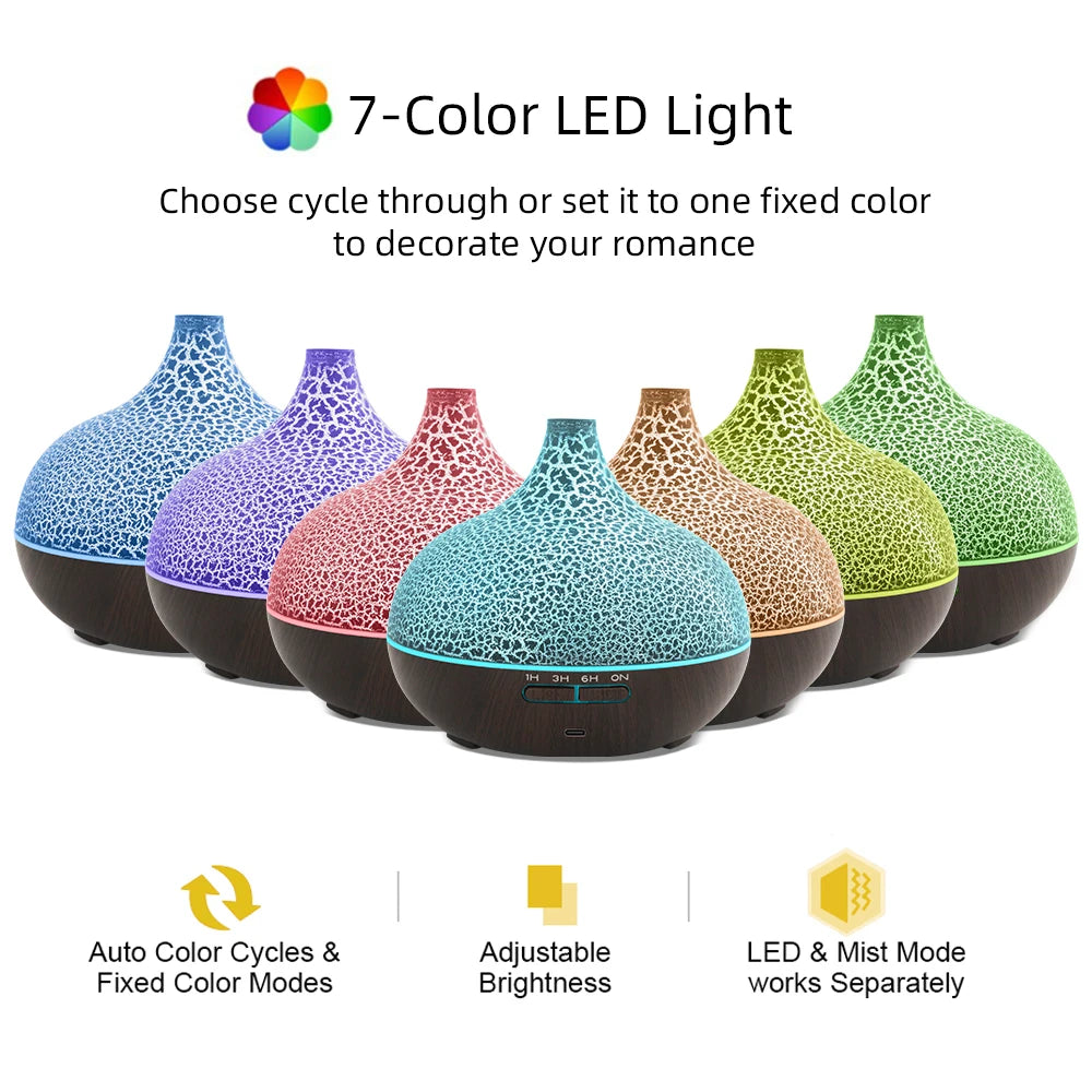 Miflame Ultrasonic Humidifier Aromatherapy Essential Oil Diffuser LED Lights