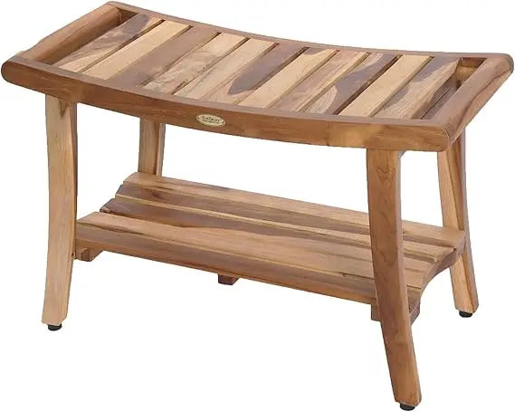 Teak Shower Bench With Storage Shelf