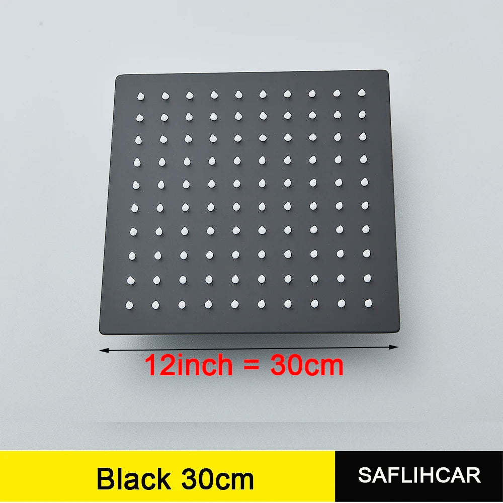 SAFLIHCAR Ultrathin Chrome Rainfall Shower Head Wall Mounted