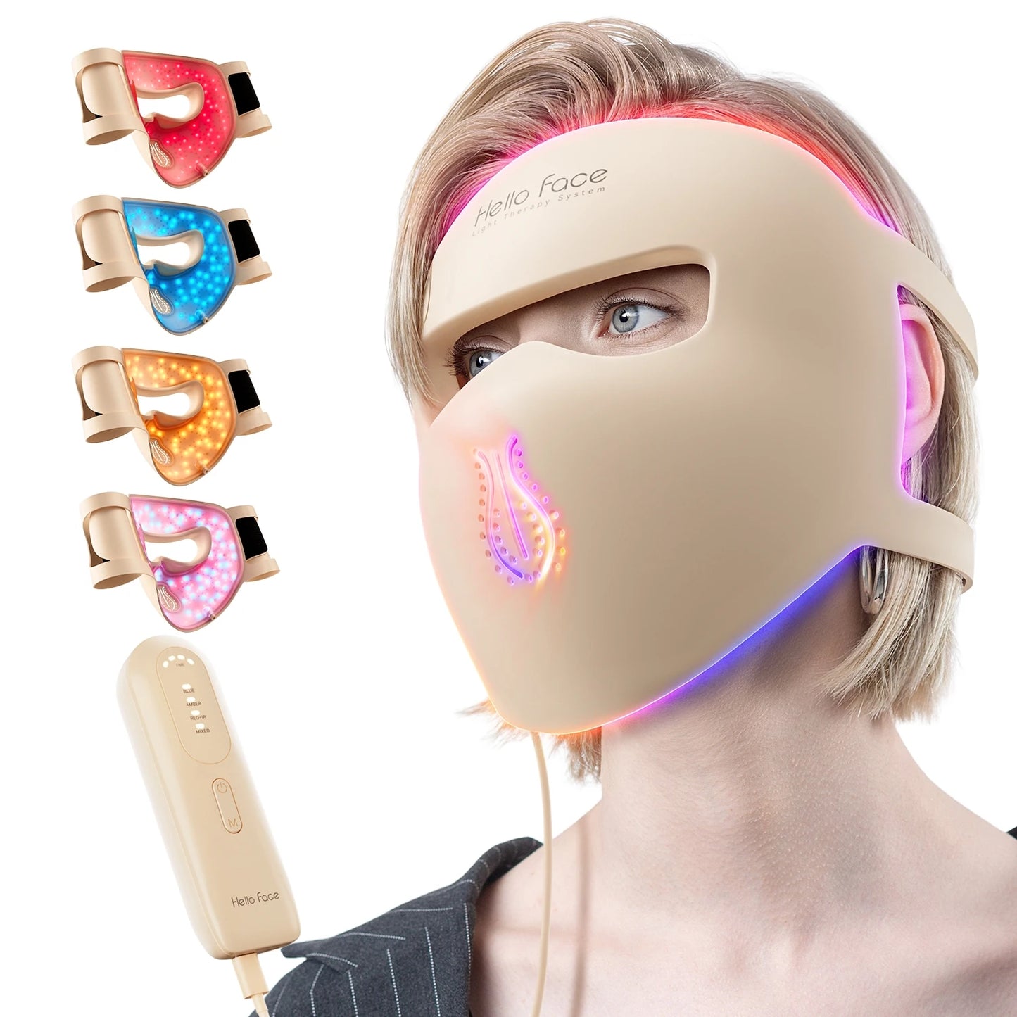 Hello Face M300 4D LED Light Therapy Mask for Neck