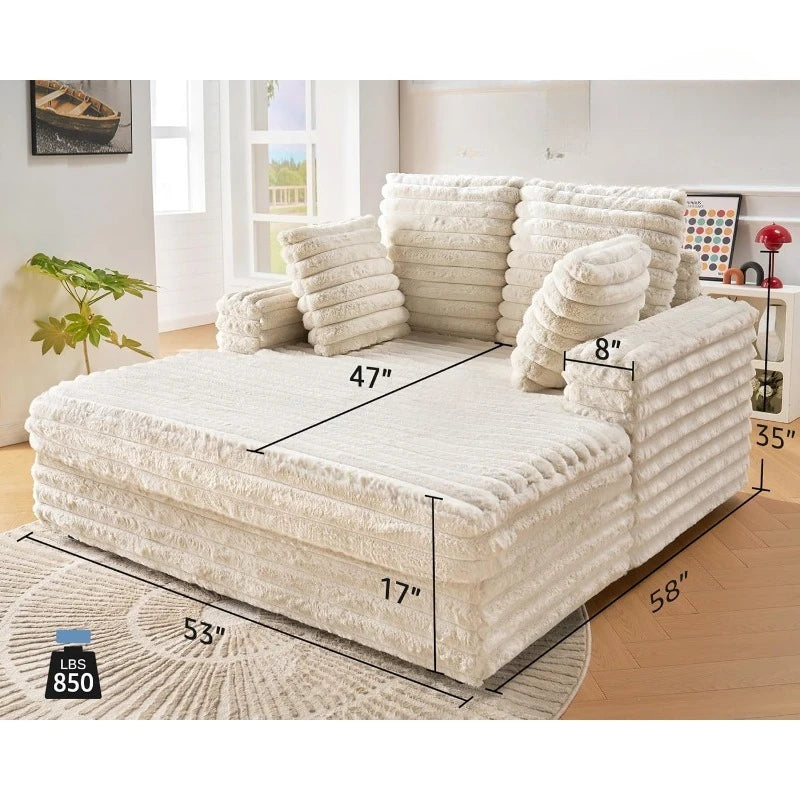 Chaise Lounge Sofa Bed With Armrests And Throw Pillows