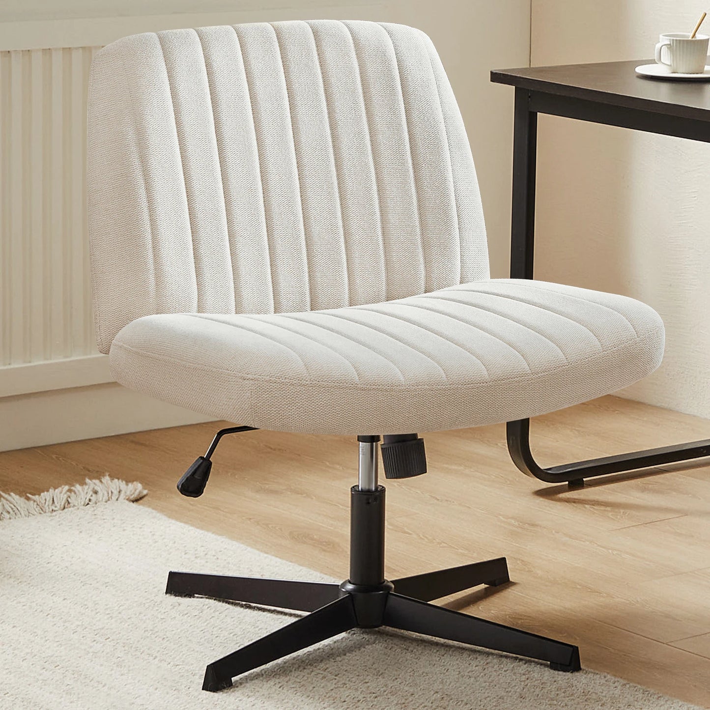 JHK Cross Legged Office Chair With Rocking Swivel Fabric