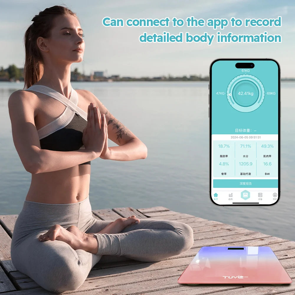 Gradient Color Intelligent LCD Electronic Scale Digital Display Glass Weight Scale Balance Body Electronic Scale For Weight Meas