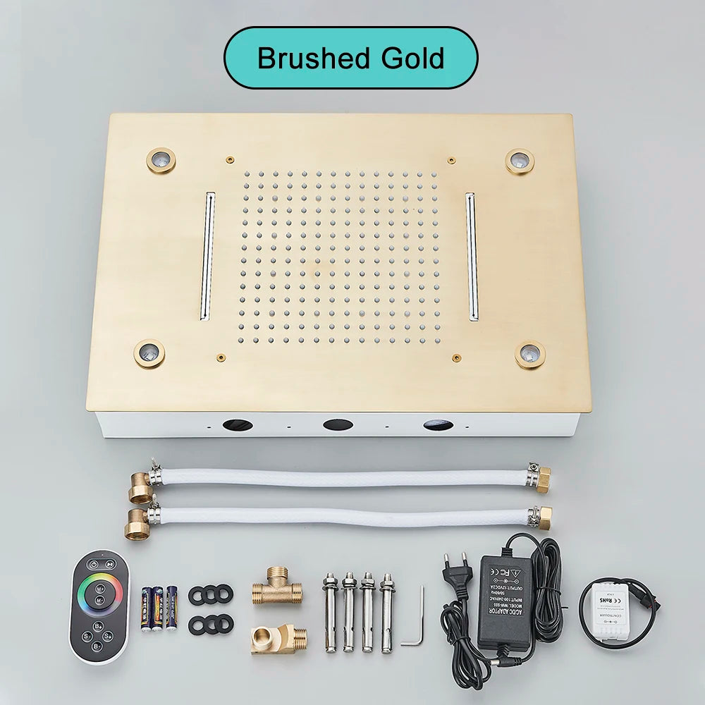 SAFLIHCAR CeilingMountedSmart Rainfall Shower Head With LED Remote Control Sensor