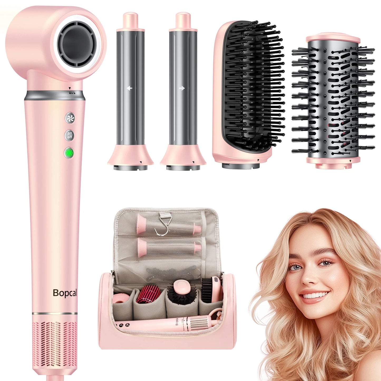 BOPCAL ProfessionalGrade AllinOne 5in1 Hair Dryer Hot Air Comb AccessoryBundleKit