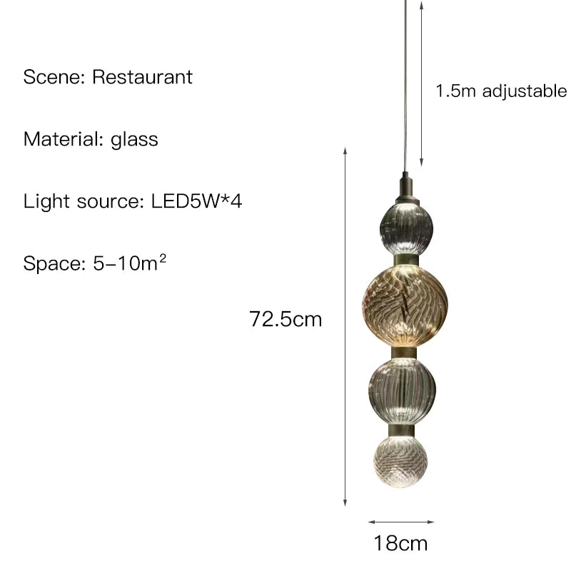Glass LED Pendant Lamp For Dining Room And Kitchen