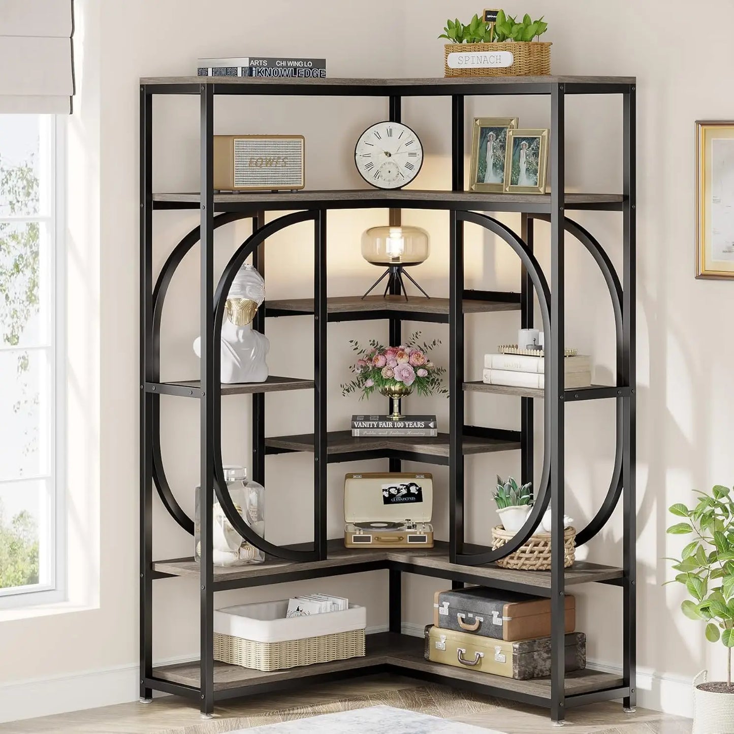 LITTLE TREE L Shaped Corner Bookshelf For Living Room Display