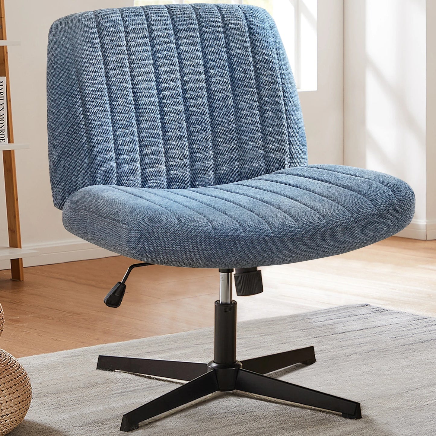 JHK Cross Legged Office Chair With Rocking Swivel Fabric