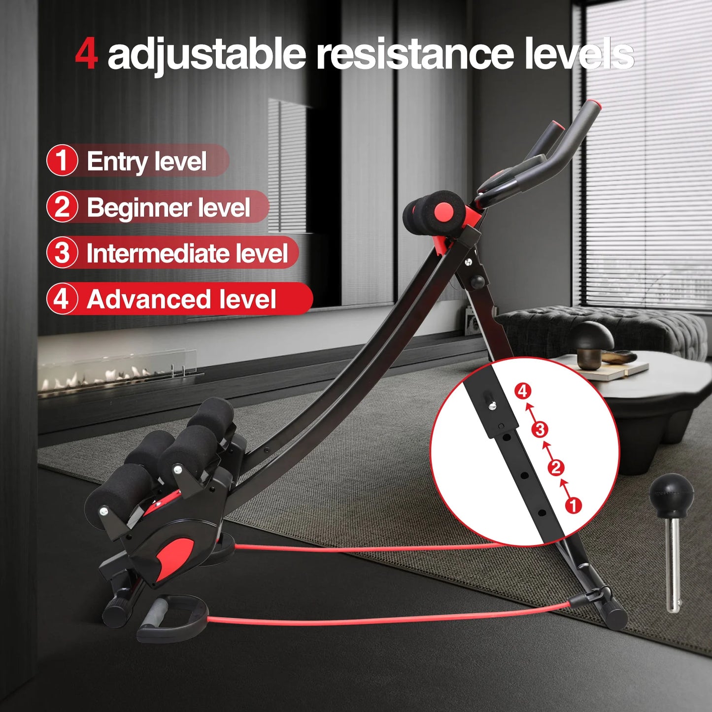 Foldable Ab Machine With Resistance Bands For Home Core Workout