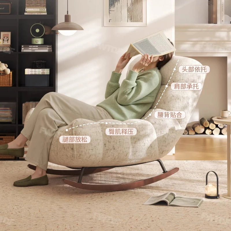 MDNG Chenille Rocking Chair High Density Foam Recliner Wood Base