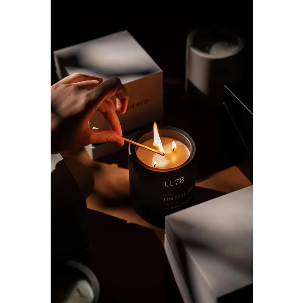 Luxury Hand-Poured Scented Candle - Orange Peel, Bergamot & Sandalwood | 100% Natural Coconut & Apricot Wax Blend | Made in USA