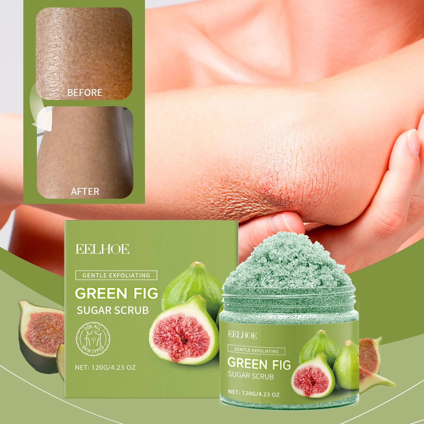 Eelhoe Fig Sugar Body Scrub Hydrating Exfoliating Cleanser