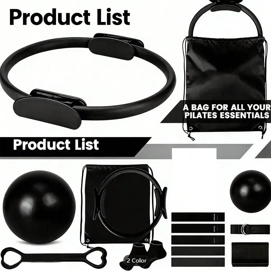 Yoga And Pilates 14 Piece Set With Resistance Bands Ball