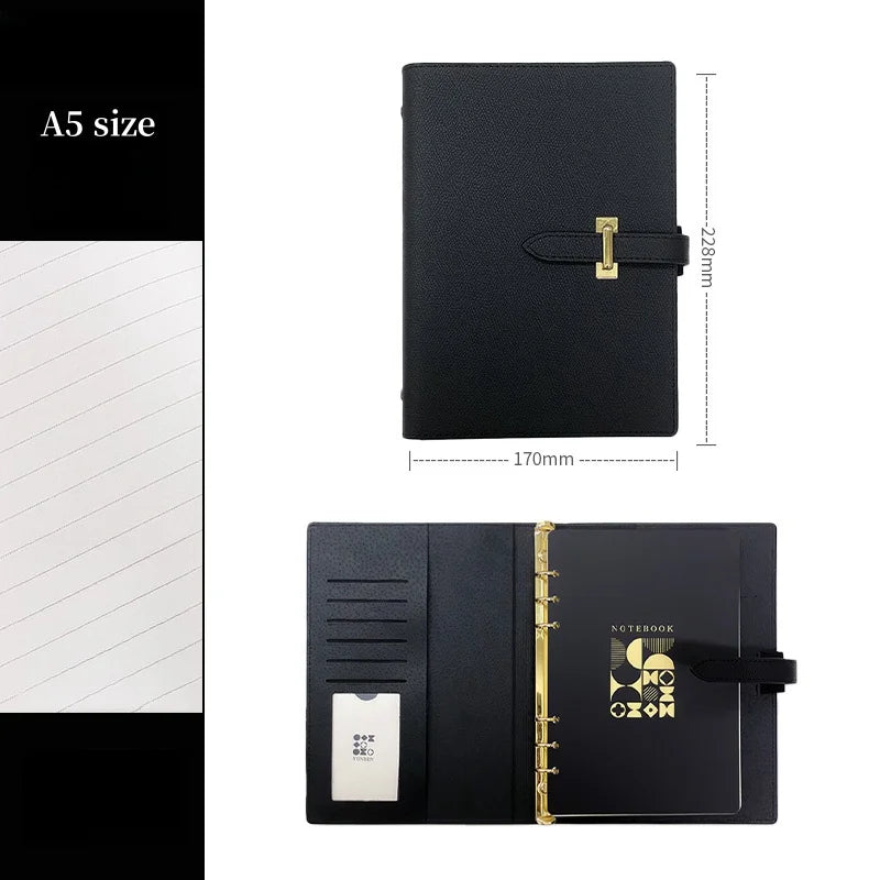 High-Concerned PU Leather Retro Business Diary Notebook Binder
