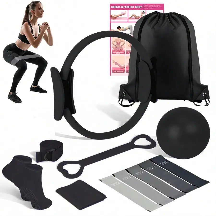 Yoga And Pilates 14 Piece Set With Resistance Bands Ball