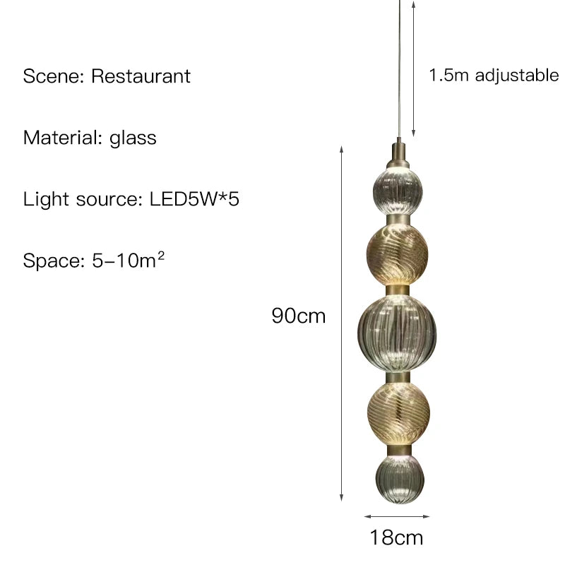 Glass LED Pendant Lamp For Dining Room And Kitchen